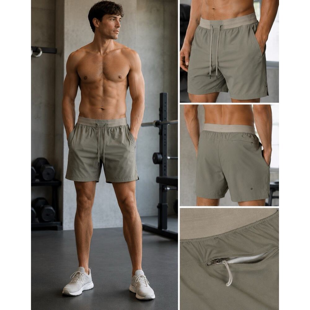 Lululemon License To Train Shorts Mens Small 7" Rhino Grey Linerless LM7APYS